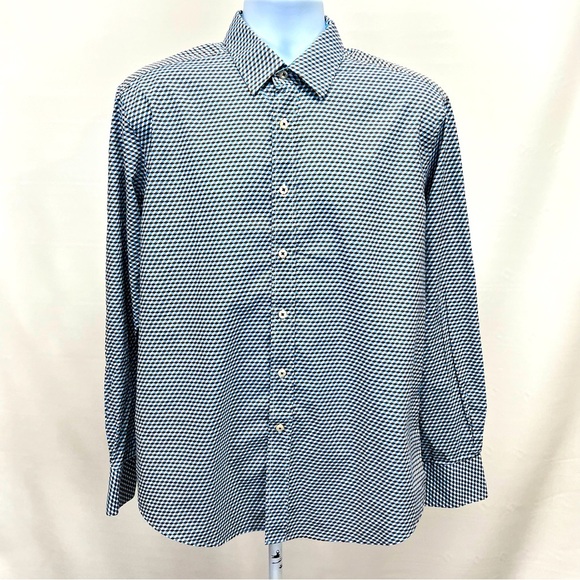QUIETI Men’s‎ cube print long sleeve button down shirt size L - Picture 1 of 14